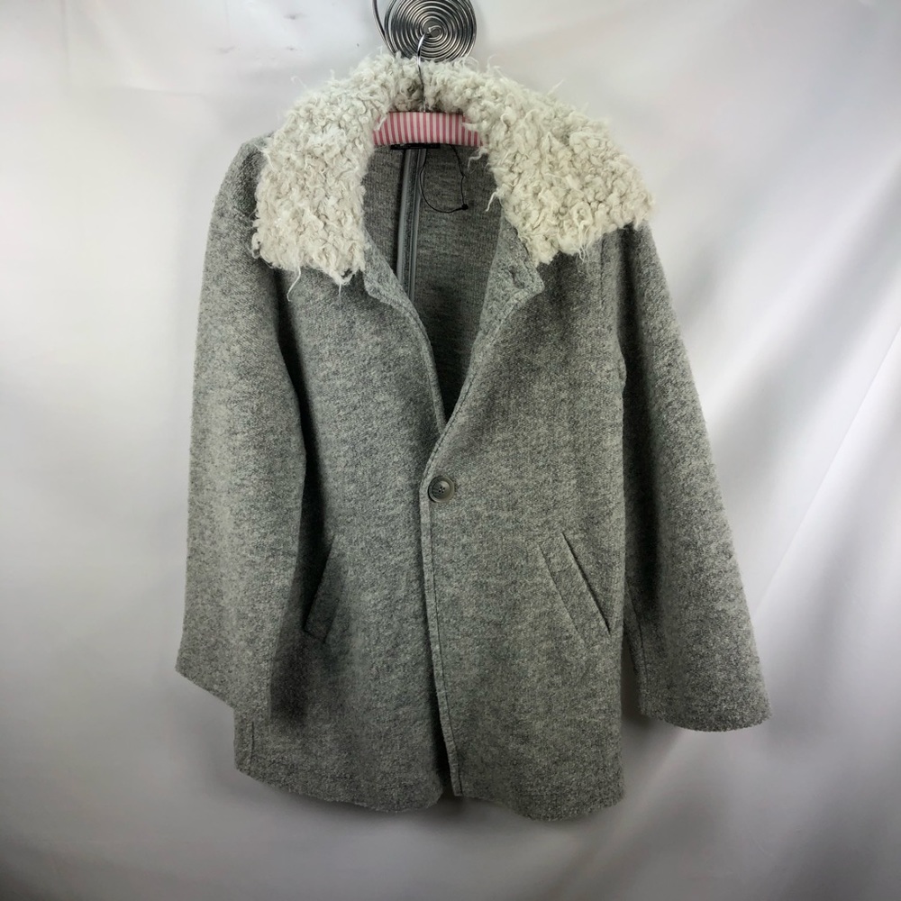 Zara mid length cardigan jacket with faux fur